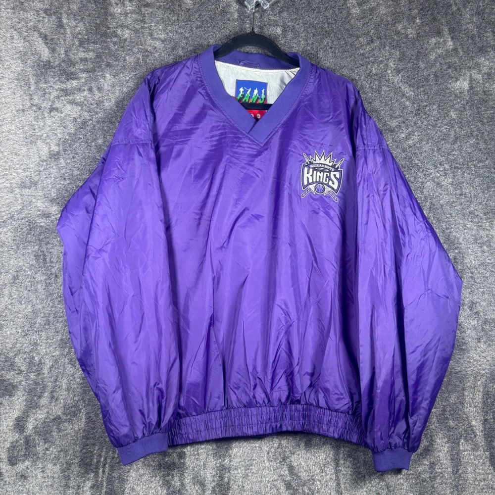 Vintage Sacramento Kings Fans Gear NBA Windbreaker Jacket Purple Mens Large L